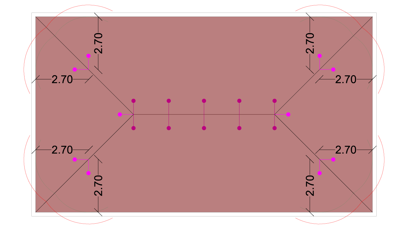 Disposizione dei punti di ancoraggio UNI EN 795:12 – TIPO A lungo la linea di colmo