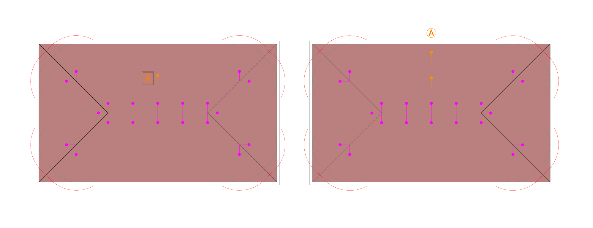 Disposizione dei punti di ancoraggio UNI EN 795:12 – TIPO A con funzione di antipendolo